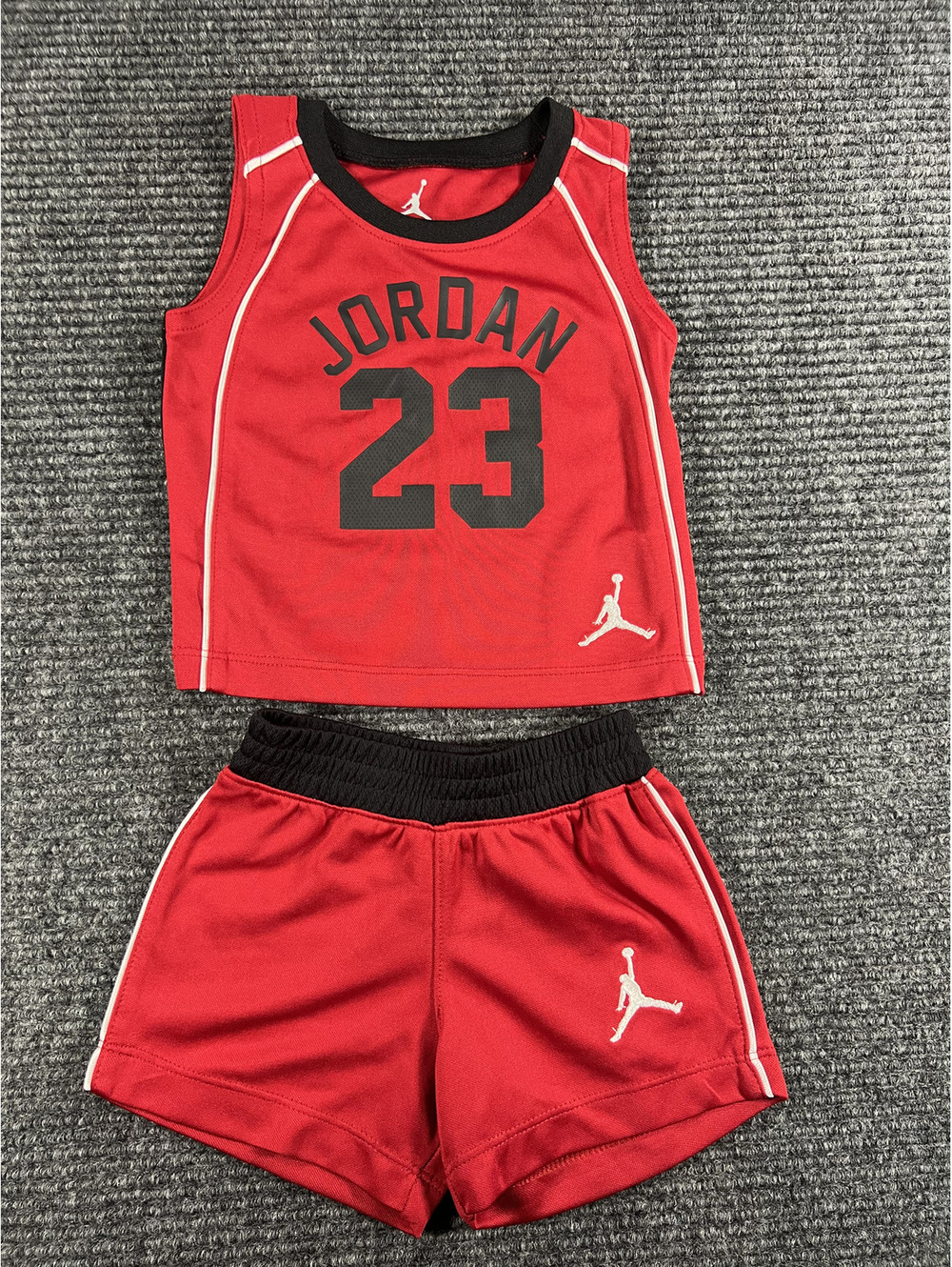 Jordan Baby Toddler 2-Piece Red and Black BBall Jersey Outfit Size 3-6 Months